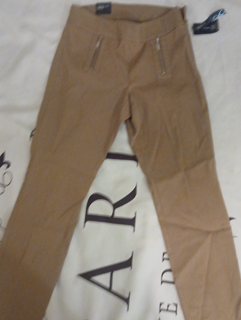 INC International Slim Fit Women's Tan Pants with Zip Pockets Size 2